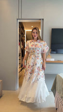 Vestido Floral Midi Chemise - Floral Branco