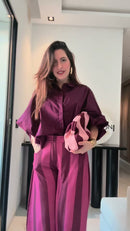 Conjunto Pantalona Listrada - Vinho