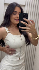 Conjunto Corset 100% Linho Cru - Cru