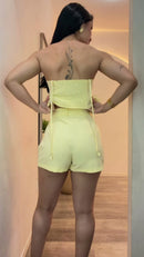 Conjunto Cropped Babado e Shorts - Amarelo