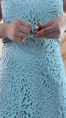 Vestido Midi Renda Azul Tiffany - Azul Tiffany