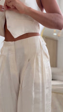 Conjunto Colete Frente Única 100% Linho - Off White