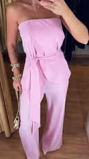 Conjunto Pantalona com Faixa - Rosa