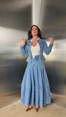 Conjunto Jeans Saia Rodada - Jeans Azul