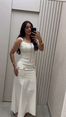Conjunto Corset 100% Linho Cru - Cru