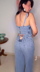 Calça Jeans Azul Claro Wide-Leg Cintura Alta - Jeans Azul Claro