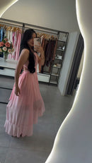 Vestido Rosa Frente Única Mullet - Rosa Claro