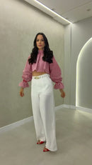 Conjunto Cropped Listras Vermelho - Listrado Vermelho