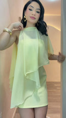 Vestido Tubinho Capa Fluida - Amarelo Claro