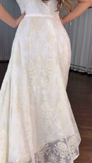 Vestido Off White Tule Bordado - Off White
