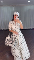 Vestido Chemise Poá Preto e Branco - Off White Poá