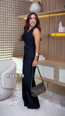 Conjunto Colete Utilitário Pantalona - Preto