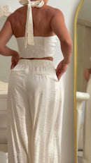 Conjunto Colete Frente Única 100% Linho - Off White