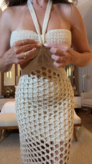 Vestido Crochê Franjas - Branco