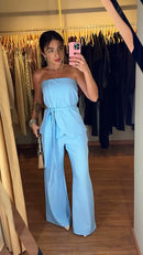 Conjunto Pantalona com Faixa - Azul Claro