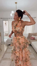Conjunto Floral Pêssego Babados - Floral Pêssego