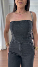 Conjunto Jeans Preto Corset - Jeans Preto
