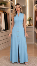 Vestido Azul Claro Longo - Azul Claro