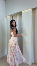 Vestido Mullet Floral Tule - Branco Floral