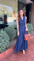 Vestido Jeans Maxi - Jeans Azul Escuro