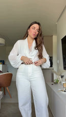 Blusa Branca Transpassada Renda - Off White