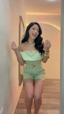 Conjunto Ombro a Ombro Peplum - Verde Claro