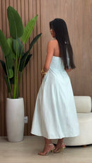 Vestido Branco Halter Midi - Branco