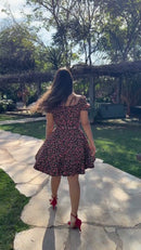 Vestido Floral Preto Alças Cruzadas - Preto Floral