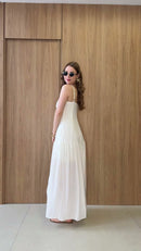 Vestido Longo Busto Franzido - Branco