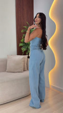 Macacão Jeans Tomara que Caia - Jeans Claro