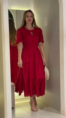 Vestido Midi Recorte - Rosa