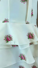 Vestido Mini Floral Babados - Off White