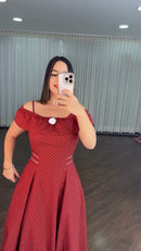 Vestido Longo Poá Vermelho - Vermelho Poá