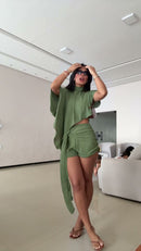 Conjunto Verde Blusa Assimétrica - Verde Militar