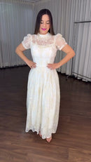 Vestido Off White Tule Bordado - Off White