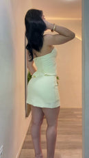 Conjunto Frente Única Saia Mini - Amarelo Claro