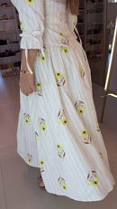 Vestido Midi Flores Amarelas - Off White Floral
