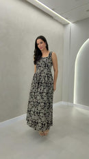 Vestido Midi Bordado Richelieu - Preto