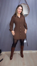 Vestido Chemise Marrom - Marrom