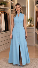 Vestido Azul Claro Longo - Azul Claro