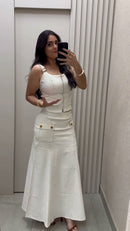 Conjunto Corset 100% Linho Cru - Cru
