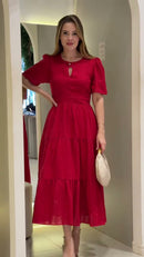 Vestido Midi Recorte - Rosa