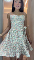 Vestido Floral Corpete Babados - Off White Floral