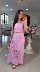 Conjunto Crochê Rosa - Rosa