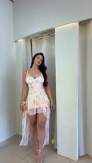 Vestido Mullet Floral Tule - Branco Floral