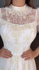 Vestido Off White Tule Bordado - Off White