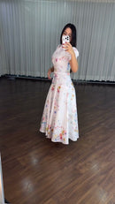 Vestido Midi Floral Aquarela - Off White Floral