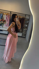 Vestido Rosa Frente Única Mullet - Rosa Claro