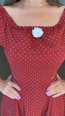 Vestido Longo Poá Vermelho - Vermelho Poá