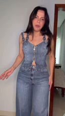 Conjunto Jeans Top Fivelas - Azul Jeans